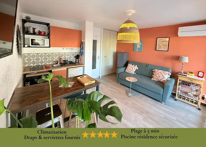 Cosy Le Couchant 4 Pers - Clim, Balcon,piscine,plage 5 Min, Motte Apartamento *